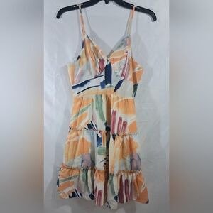 Orange and Blue Sleeveless Sundress with Spaghetti Straps